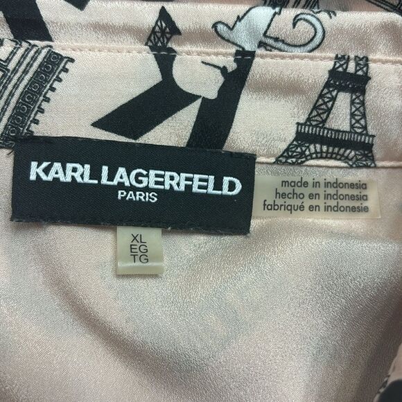 Karl Lagerfeld Paris Printed Button Front Blouse XL - Picture 8 of 10
